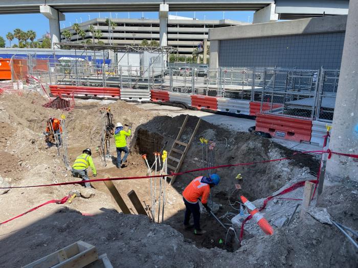 Pile caps underlying the foundation at the Airside A site 