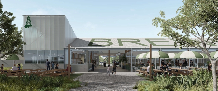 A rendering of the beer garden at Landers Pocket