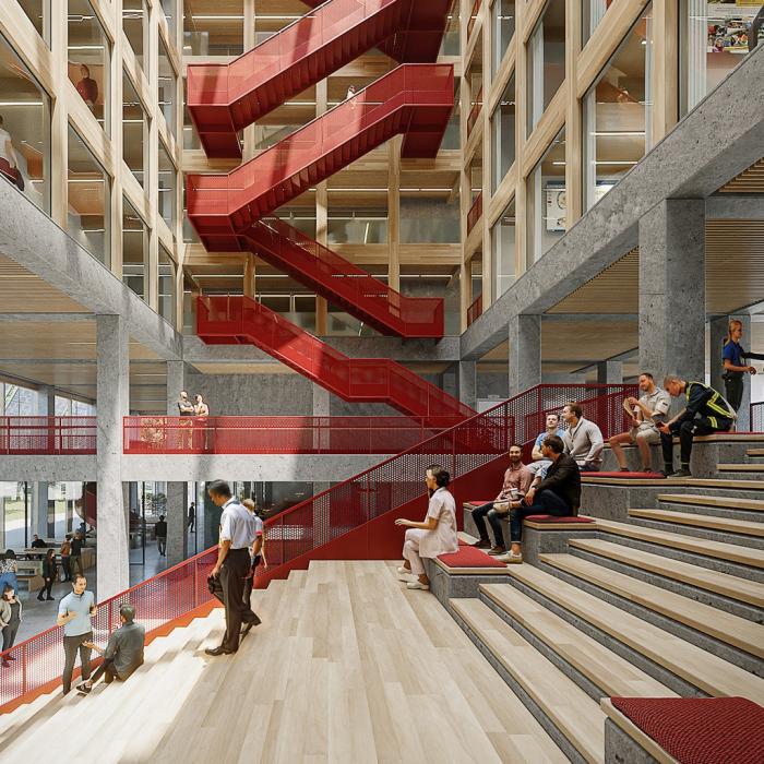 A rendering of how the academy’s atrium will look