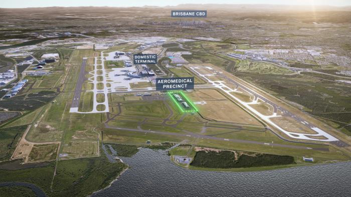 The precinct will be located between Brisbane Airport’s parallel runways