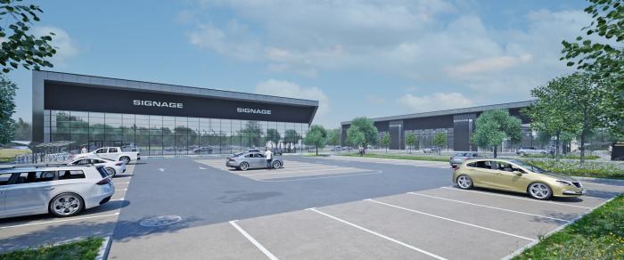 An artist’s impression of the two new buildings planned for the business park 