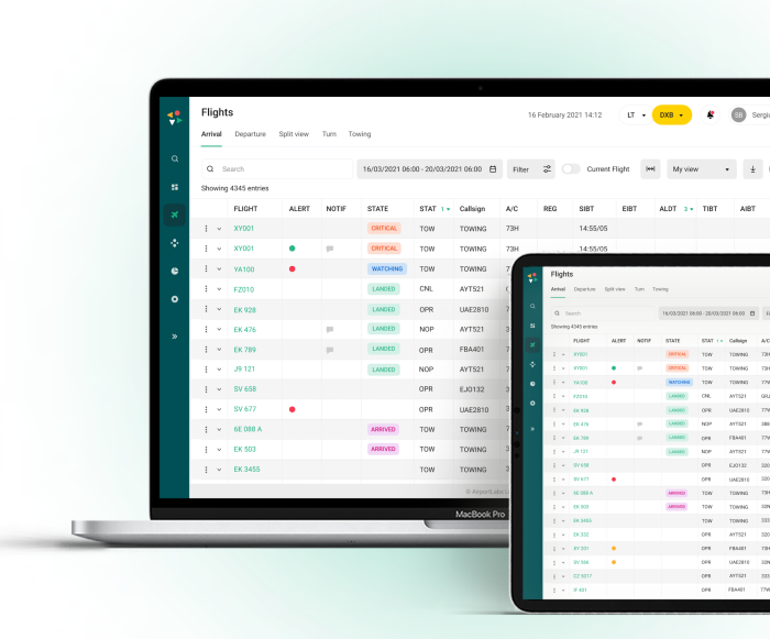 SkyCore AODB’s interface was designed for high-pressure environments