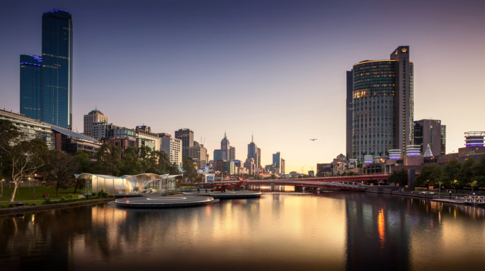 A rendering of a potential vertiport on the Yarra River 