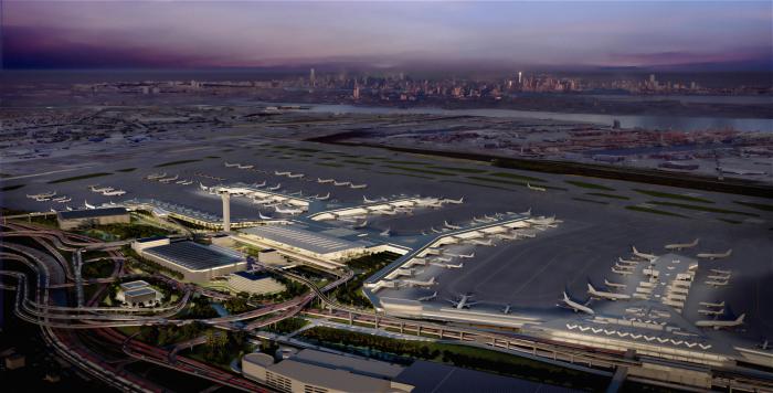 A rendering showing the planned long-term layout of EWR