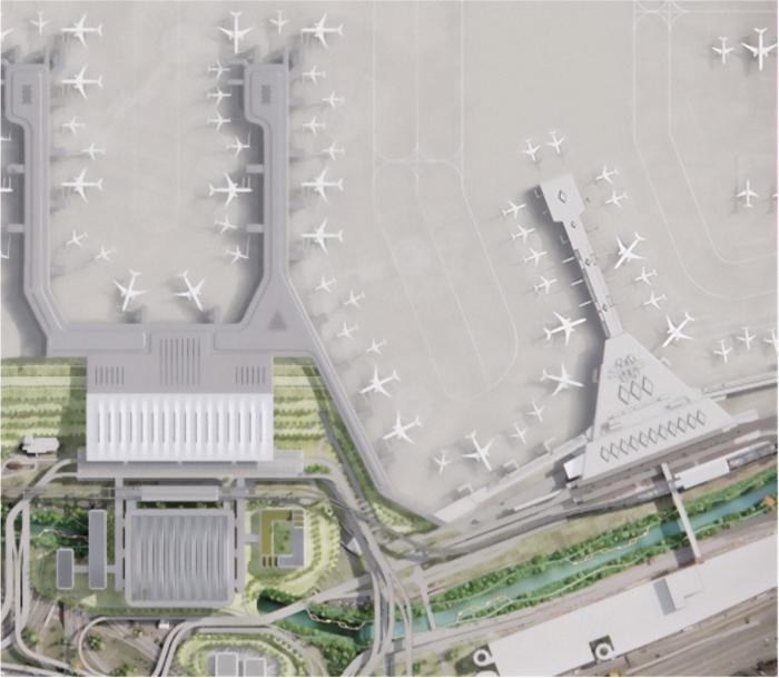 An aerial view of how Terminals A and B will look in the near-term