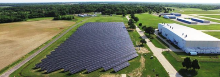 A ground-mounted solar array at SPI 