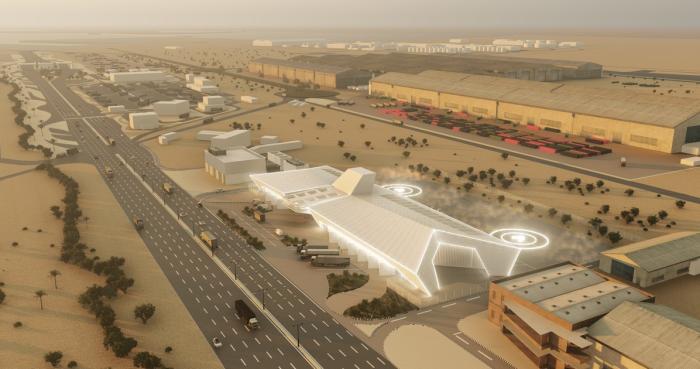 A rendering of the planned vertiport at Khalifa Port