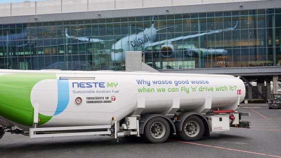 Neste SAF Tanker Truck at Airport